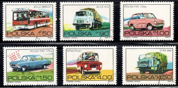 Polska 1973 - FI 2143-2147 (kompletna seria, kasowane, ślady po podlepkach)